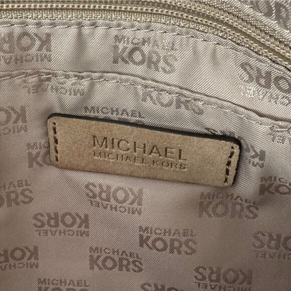 MICHAEL KORS Bedford Dark Sand Suede & Python Embossed Leather Shoulder Bag - Picture 8 of 9